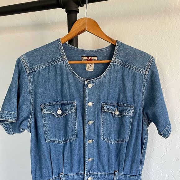 Vintage denim romper jumpsuit - Picture 4 of 6